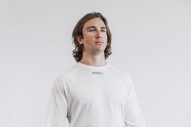 T-Shirt Manche Longue Nobull Lightweight Textured Homme Blanche Camouflage | UJ0643281