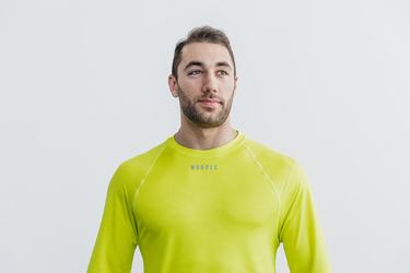 T-Shirt Manche Longue Nobull Lightweight Textured Homme Jaune Camouflage | VJ0342517