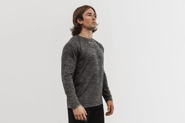 T-Shirt Manche Longue Nobull Lightweight Textured Homme Noir Camouflage | YG4120539