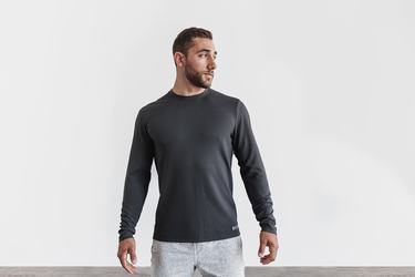 T-Shirt Manche Longue Nobull Waffle Homme Grise Foncé | HY8962031