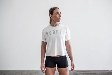 T-Shirt Nobull Boxy Femme Blanche | RE4780152