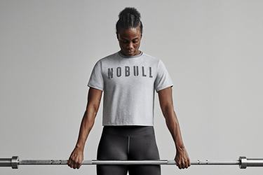 T-Shirt Nobull Boxy Femme Grise Clair | TG7938540