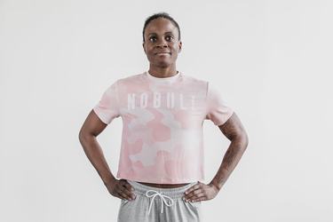 T-Shirt Nobull Boxy Femme Rose Camouflage | JI8964750