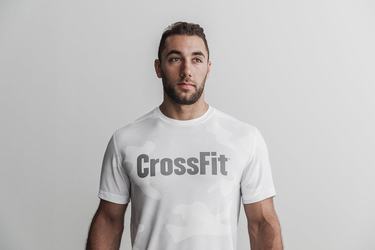 T-Shirt Nobull Crossfit® Homme Blanche Camouflage | VE4068297