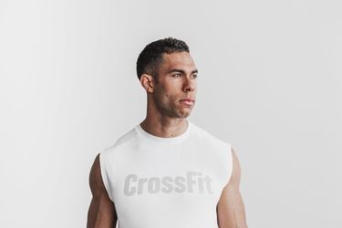 T-Shirt Nobull Crossfit® Sans Manches Homme Blanche | CZ1367294
