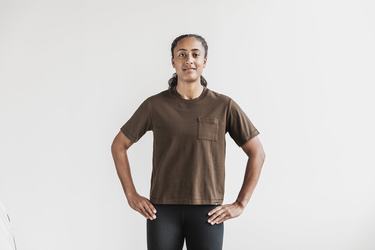 T-Shirt Nobull Heavyweight Pocket Boxy Femme Chocolat | VD0961428