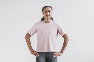 T-Shirt Nobull Heavyweight Pocket Boxy Femme Rose | XW6034275