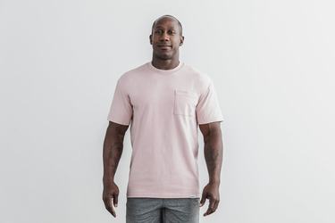 T-Shirt Nobull Heavyweight Pocket Homme Rose | AZ0356947