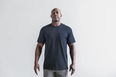 T-Shirt Nobull Heavyweight Pocket Homme Bleu Marine | OF4058763