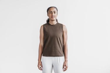 T-Shirt Nobull Heavyweight Sans Manches Femme Chocolat | FP3278041
