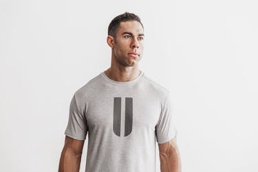 T-Shirt Nobull Horns Homme Grise Clair | VJ7214589
