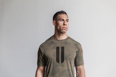 T-Shirt Nobull Horns Homme Vert Camouflage | NR9536274