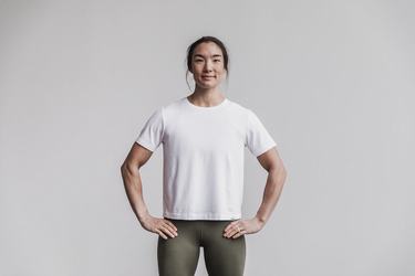 T-Shirt Nobull Lightweight Boxy Femme Blanche | QA4029836