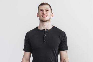 T-Shirt Nobull Lightweight Henley Homme Noir | RX7168093