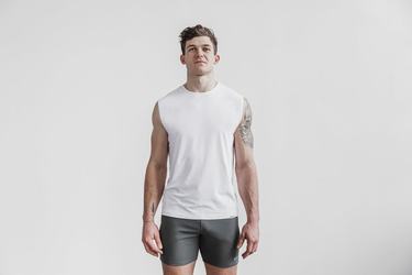 T-Shirt Nobull Lightweight Sans Manches Homme Blanche | TE8370492