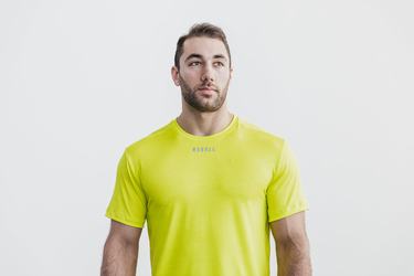 T-Shirt Nobull Lightweight Textured Homme Jaune Camouflage | RX9168750