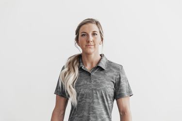 T-Shirt Nobull Lightweight Textured Polo Femme Noir Camouflage | DK7386541