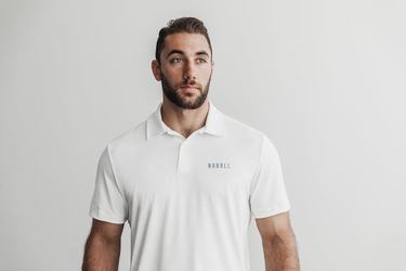 T-Shirt Nobull Lightweight Textured Polo Homme Blanche Camouflage | UN0967542