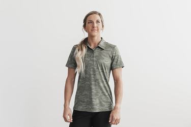 T-Shirt Nobull Lightweight Textured Polo Femme Camouflage | YL4816375