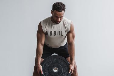 T-Shirt Nobull Sans Manches Homme Beige | ZL3954016