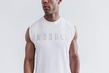 T-Shirt Nobull Sans Manches Homme Blanche | BL4978135