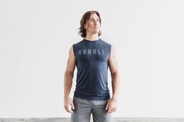 T-Shirt Nobull Sans Manches Homme Bleu Marine | JX6390187