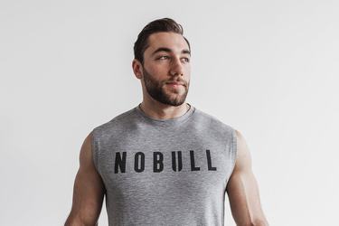 T-Shirt Nobull Sans Manches Homme Grise | FI4876531