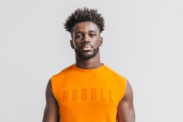 T-Shirt Nobull Sans Manches Homme Orange | JA6249387