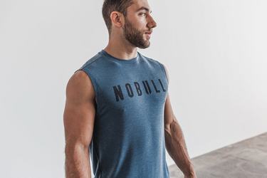 T-Shirt Nobull Sans Manches Homme Turquoise Foncé | HN0516749