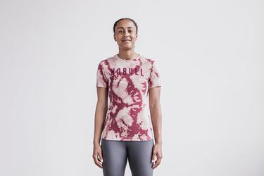 T-Shirt Nobull Tie-Dye Femme Rose Rouge Foncé | ZT7352189