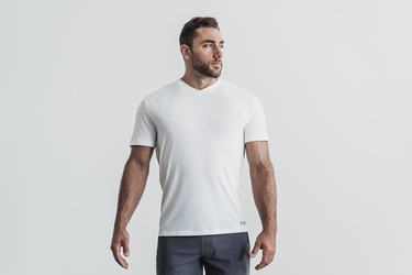 T-Shirt Nobull V-Neck Homme Blanche | QE8907463