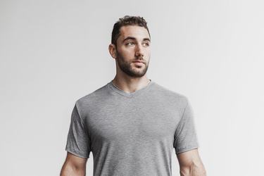 T-Shirt Nobull V-Neck Homme Grise | FM7526941