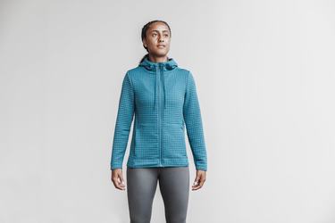 Veste Nobull Quilted Zip-up Femme Grise Bleu | ZQ7681240